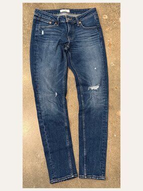 Levi’s 711 Altered Skinny Jeans Women’s 27x30 Blue Distressed Stretch Denim